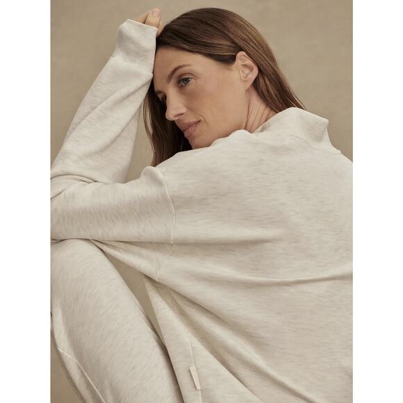 Varley Betsy Sweat Doublesoft Oversized Cowl Neck Sweatshirt Ivory Marl Medium - Picture 14 of 16